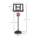 SPORTNOW 1.7-2.3m Basketball Hoop And Stand W/ Weighted Base, Wheels - Black