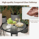 3 PCS Outdoor Bistro Set Patio Bar Table with 2 Folding Chairs-Beige