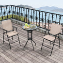 3 PCS Outdoor Bistro Set Patio Bar Table with 2 Folding Chairs-Beige