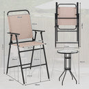 3 PCS Outdoor Bistro Set Patio Bar Table with 2 Folding Chairs-Beige