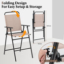 3 PCS Outdoor Bistro Set Patio Bar Table with 2 Folding Chairs-Beige