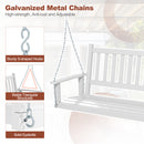 2/3 Person Wooden Outdoor Porch Swing with Adjustable Upper Chains-White-3 Person