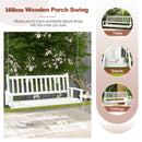 2/3 Person Wooden Outdoor Porch Swing with Adjustable Upper Chains-White-3 Person