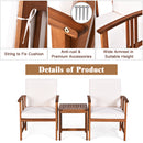 3-Piece Outdoor Acacia Wood Sofa Set With Cushions-White