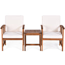 3-Piece Outdoor Acacia Wood Sofa Set With Cushions-White
