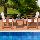 3-Piece Outdoor Acacia Wood Sofa Set With Cushions-White
