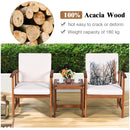 3-Piece Outdoor Acacia Wood Sofa Set With Cushions-White