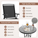3-Piece Outdoor Bar Stool Set with DPC Tabletop and Umbrella Hole and Footrest-Black