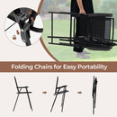 3-Piece Outdoor Bar Stool Set with DPC Tabletop and Umbrella Hole and Footrest-Black