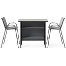 3 Piece Outdoor Bar Table And Chairs Set With Breathable Fabric-Grey