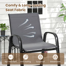 3 Piece Outdoor Bar Table And Chairs Set With Breathable Fabric-Grey