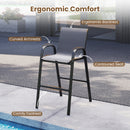 3 Piece Outdoor Bar Table And Chairs Set With Breathable Fabric-Grey