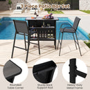 3 Piece Outdoor Bar Table And Chairs Set With Breathable Fabric-Grey