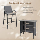 3 Piece Outdoor Bar Table And Chairs Set With Breathable Fabric-Grey