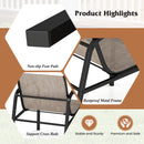 3 Piece Outdoor Chair Set with Breathable Fabric Seat and Wood-Plastic Armrests-Brown