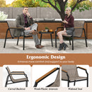 3 Piece Outdoor Chair Set with Breathable Fabric Seat and Wood-Plastic Armrests-Brown