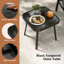 3 Piece Outdoor Chair Set with Breathable Fabric Seat and Wood-Plastic Armrests-Brown