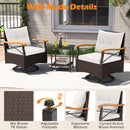 3 Piece Outdoor Swivel Chair Set Patio Wicker Rotating Chairs with Table-White