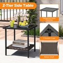 3 Piece Outdoor Swivel Chair Set Patio Wicker Rotating Chairs with Table-White