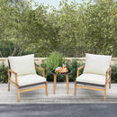 3 Pieces Garden Wicker Chair And Side Table Set With Soft Cushions-White
