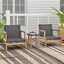 3 Pieces Garden Wicker Chair And Side Table Set With Soft Cushions-White