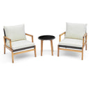 3 Pieces Garden Wicker Chair And Side Table Set With Soft Cushions-White