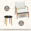 3 Pieces Garden Wicker Chair And Side Table Set With Soft Cushions-White