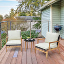 3 Pieces Garden Wicker Chair And Side Table Set With Soft Cushions-White