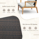 3 Pieces Garden Wicker Chair And Side Table Set With Soft Cushions-White