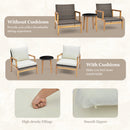 3 Pieces Garden Wicker Chair And Side Table Set With Soft Cushions-White