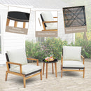 3 Pieces Garden Wicker Chair And Side Table Set With Soft Cushions-White