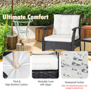 3 Pieces Garden Furniture Set with 2-Tier Tempered Glass Coffee Table