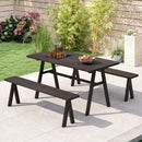 3 Piece Outdoor Picnic Table and Benches Set