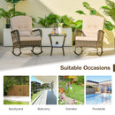 3 Piece Outdoor Rocking Chair Set with Cozy Cushions and Pillow