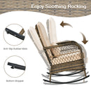 3 Piece Outdoor Rocking Chair Set with Cozy Cushions and Pillow