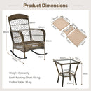 3 Piece Outdoor Rocking Chair Set with Cozy Cushions and Pillow