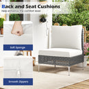 3 Pieces PE Rattan Conversation Chairs with Tempered Glass Coffee Table for Garden Porch-White