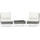 3 Pieces PE Rattan Conversation Chairs with Tempered Glass Coffee Table for Garden Porch-White