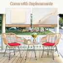 3 Pieces Patio Bistro Set with White Fabric Replacements-Red