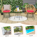 3 Pieces Patio Bistro Set with White Fabric Replacements-Red