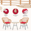 3 Pieces Patio Bistro Set with White Fabric Replacements-Red