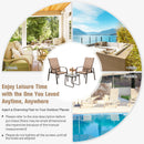 3 Pieces Patio Bistro Set with Coffee Table and 2 Stackable Chairs-Brown