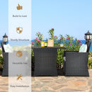 3 Pieces Patio PE Wicker Set With Tempered Coffee Table-White
