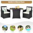 3 Pieces Patio PE Wicker Set With Tempered Coffee Table-White
