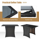 3 Pieces Patio PE Wicker Set With Tempered Coffee Table-White