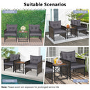 3 Pieces Patio Rattan Bistro Set with Acacia Wood Tabletop-Grey
