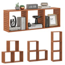 3 Cube Bookcases Stacking Organizers with Open Slatted Design