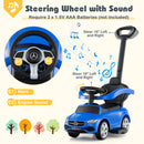 3-in-1 Ride on Push Car with Adjustable Canopy and Steering Push Bar-Navy