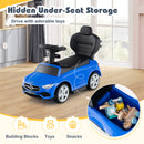 3-in-1 Ride on Push Car with Adjustable Canopy and Steering Push Bar-Navy