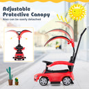 3-in-1 Ride on Push Car with Adjustable Canopy and Steering Push Bar-Red
